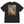 Back view of a black t-shirt featuring a vintage-style graphic of a skeleton hunter and bird dog with text 'Good Dogs Crappy Shooting' and Uplander branding.